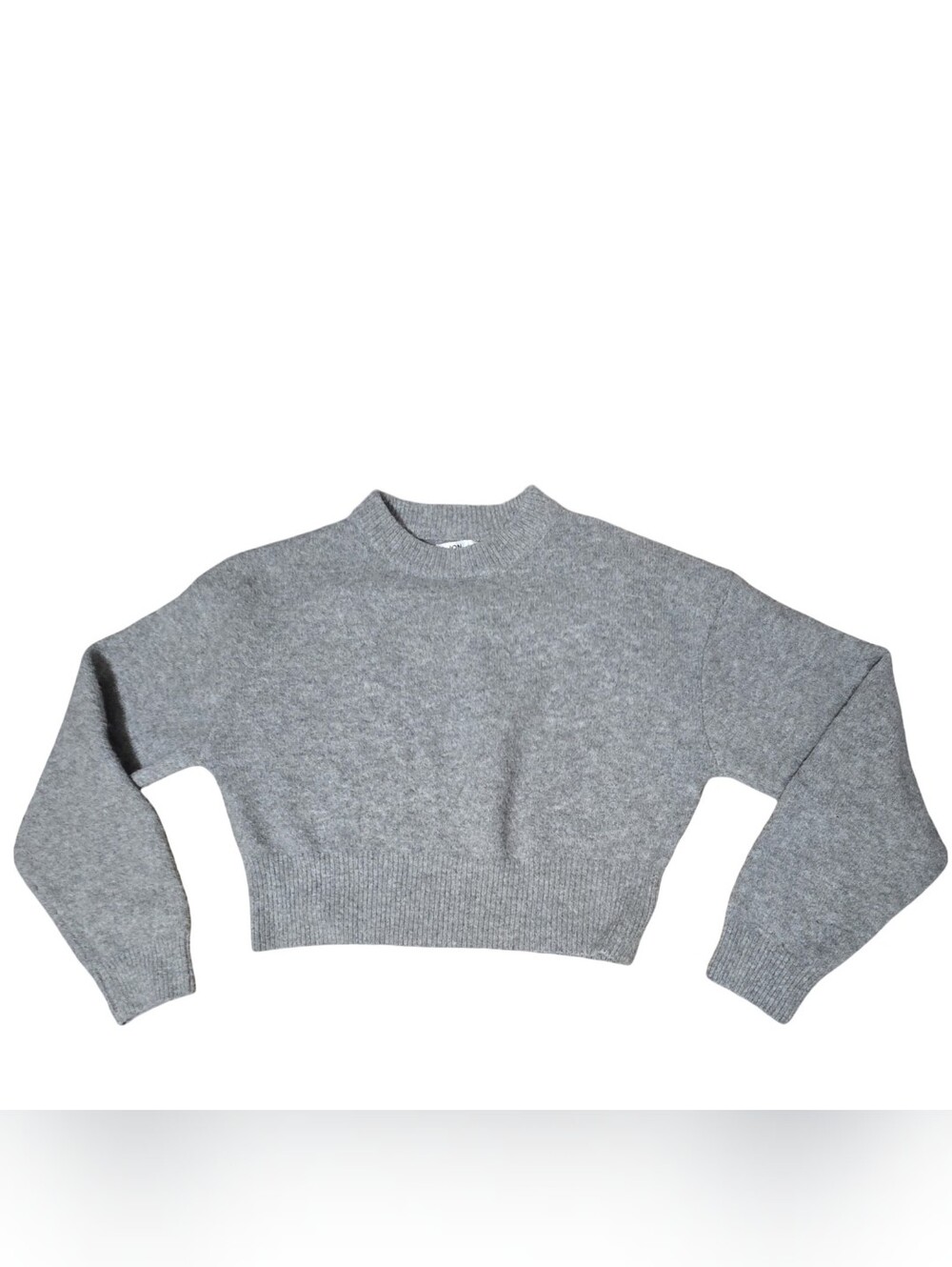 Jon & Anna Light Gray Ribbed Hem Crewneck Sweater Cropped Party - Picture 4 of 9